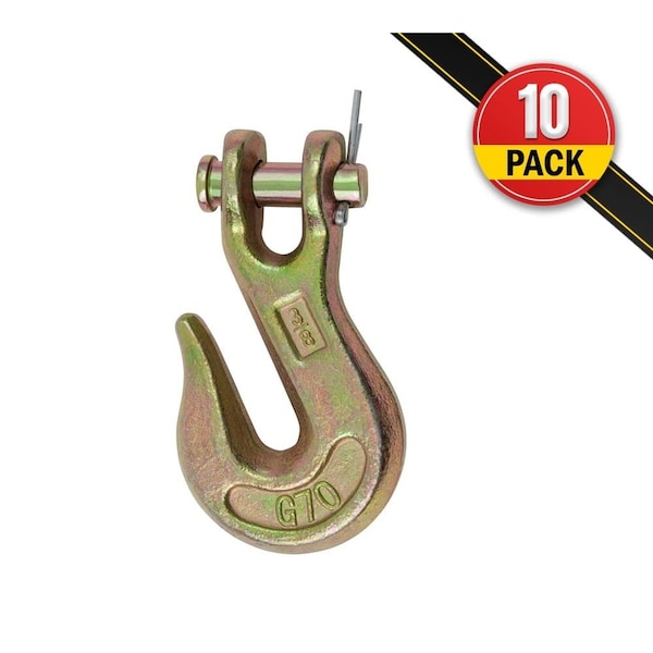 Mytee Products 3/8 Grade 70 Clevis Grab Hooks Wrecker Tow Chain Flatbed Truck Trailer, 10PK GH38x10 - main