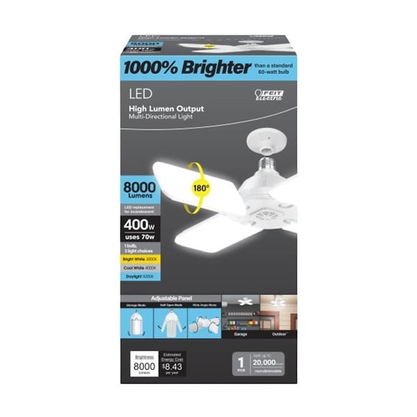 Feit Electric Multi-Directional Panel Light, Foldable, 400 W Equivalent, E26 Lamp Base ADJ8000/3CCT/LED - main