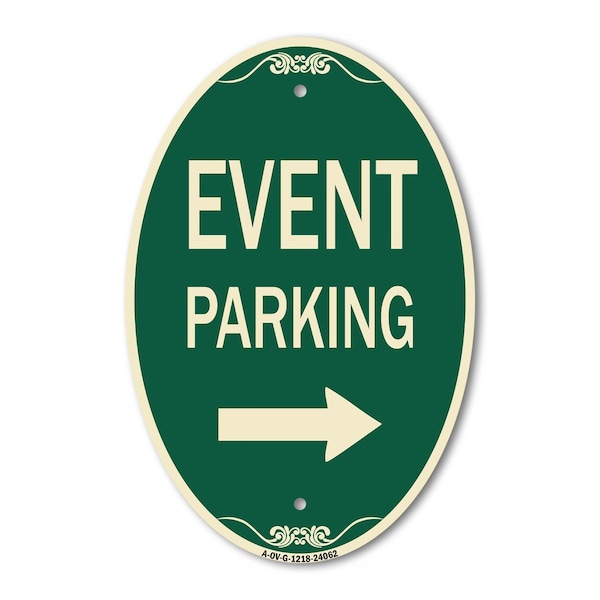 Signmission Event Parking with Left Right Arrow, 12 Inch X 18 Inch Architectural Oval, Heavy Gauge Aluminum A-OV-G-1218-24062 - main
