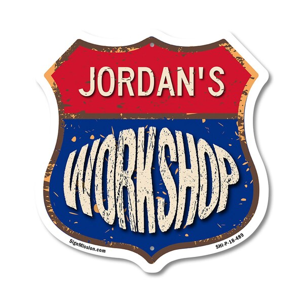 Signmission Jordan's Workshop, 18 Inch X 18 Inch, Plastic Sign SHI-P-18-489-JORDAN - main