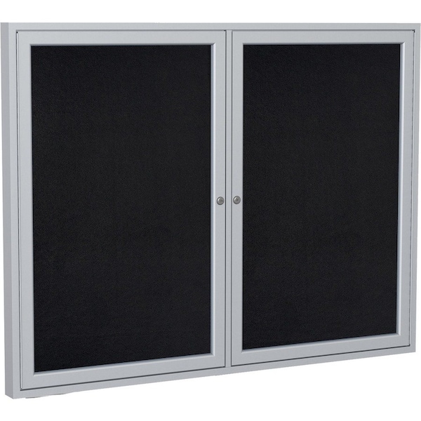 Ghent Enclosed Rubber Bulletin Board 36"x48", 2 Hinged Door, Black PA23648TR-BK - main