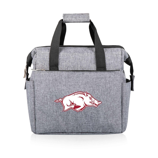Picnic Time Family Of Brands NCAA Arkansas Razorbacks On The Go Lunch Bag Cooler - Soft Cooler Lunch Box, Heathered Gray 510-00-105-034-0 - main