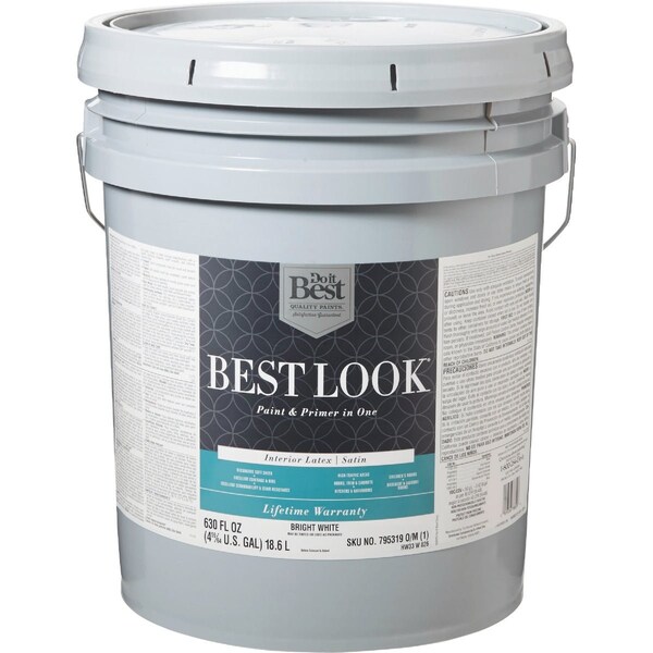 Do It Best Best Look Latex Premium Paint & Primer In One Satin Interior Wall Paint Bright Wht 5 Gal. HW33W0826-20 - main