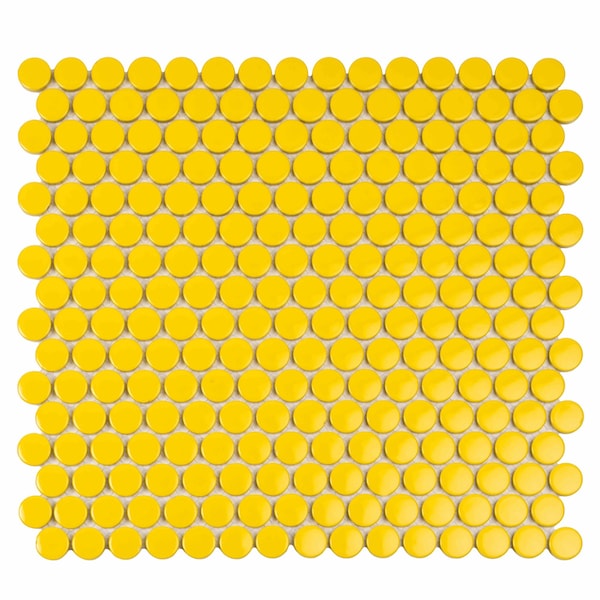 Apollo Tile Cirkel 11.46 in. x 12.4 in. Glossy Yellow Porcelain Mosaic Wall and Floor Tile 9.87 sqft/case, 10PK ORB88018YLGA - main