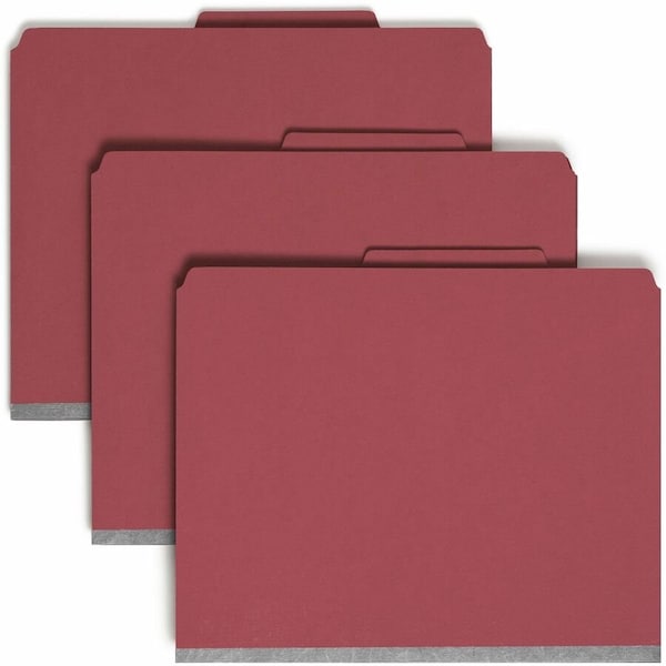 Smead Pressboard Classification Folders, Letter, Six-Section, Bright Red, 10/Box 14031 - main