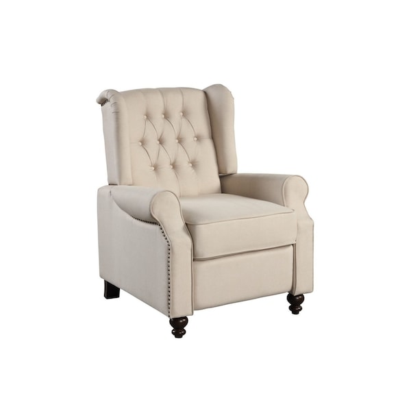 Homeroots 31" Beige Microfiber Manual Club Recliner 554182 - main