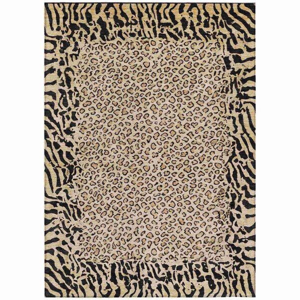 Homeroots 9' X 12' Gold Animal Print Washable Indoor Outdoor Area Rug 607648 - main