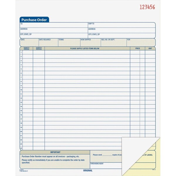 Adams Purchase Order Book 2-Part carbonless 50 ST per BK DC8131 - main