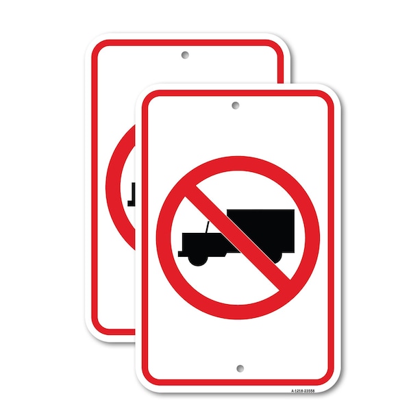 Signmission No Truck Symbol, 12'' X 18'' 2 Signs, Heavy Gauge Aluminum, 2PK A-1218-2PACK-23558 - main