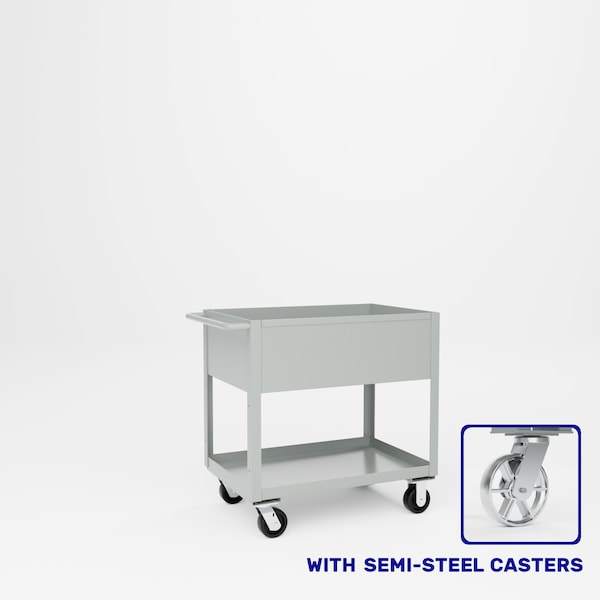 Pucel Tray Top Box Truck, 24 in W x 36 in D x 37 in H, 12 in Deep Box, Semi-Steel Casters, Light Blue TT-2436-12S - main