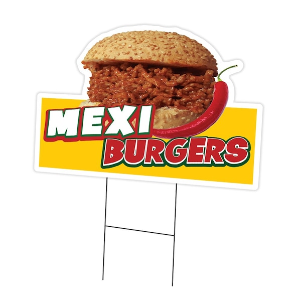 Signmission Mexi Burgers Die Cut Yard Sign & Stake outdoor plastic coroplast window, C-DC-1216-Mexi Burgers19 C-DC-1216-Mexi Burgers19 - main