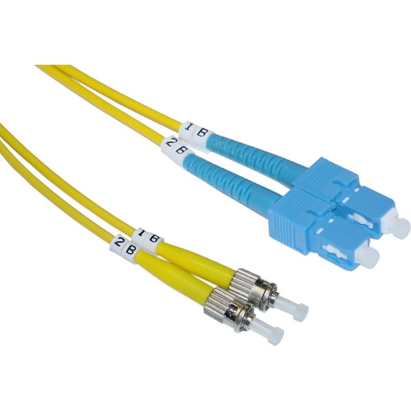 Cable Wholesale SC/UPC to ST/UPC OS2 Duplex 2.0mm Fiber Optic Patch Cord, OFNR, Singlemode 9/125, Yellow SCST-01202 - main