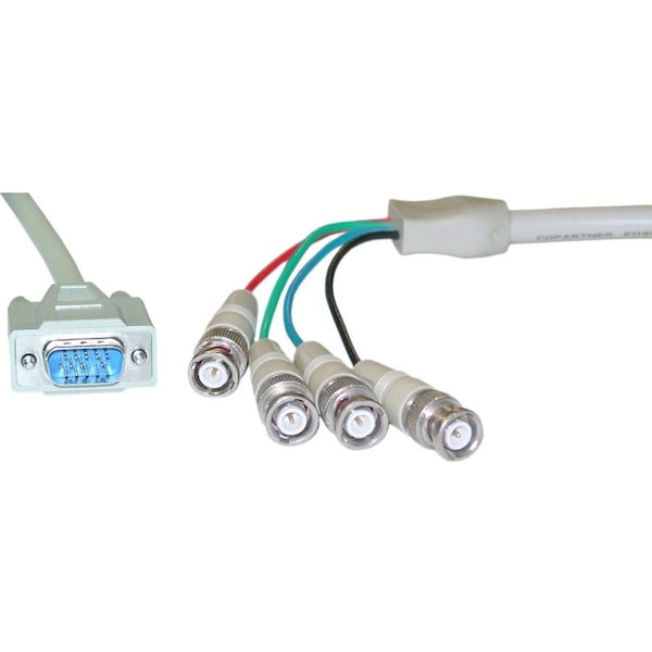 Cable Wholesale SVGA (HD15 Male) to BNC (4 Male) Monitor Breakout Cable with Ferrite Bead, Double Shielded, 6 foot 10H1-19106 - main
