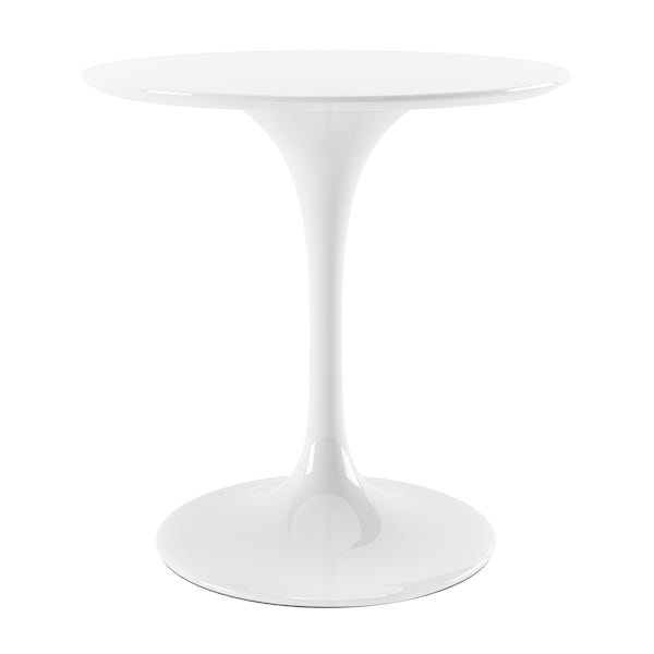 Homeroots 32" White Rounded Fiberglass And Metal Pedestal Base Dining Table 519070 - main