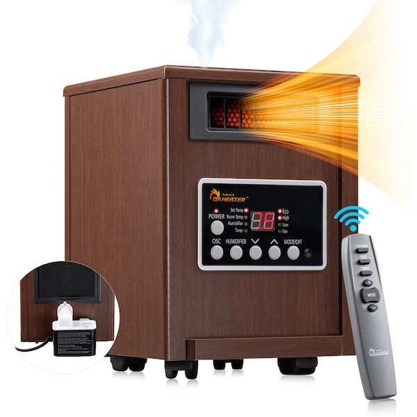 Dr Infrared Heater Walnut Advanced Dual Heating System with Humidifier and Oscillation Fan and Remote Control DR-998W - main