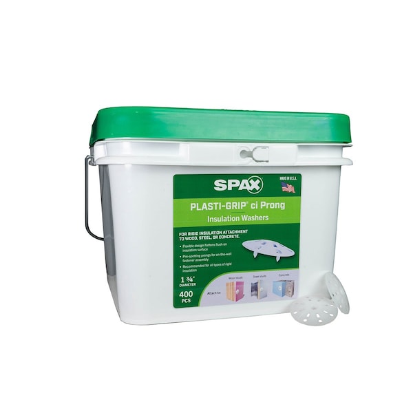 Spax 1.75 in Plasti-Grip Ci Prong Rigid Insulation Washer Plasti-Grip Bulk Pail, 400PK 3019677517500 - main