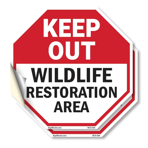 Signmission Keep Out Wildlife Restoration Area, 4 inch X 4 inch, Vinyl Decal, 2PK OC-D-2PACK-4-344 - main