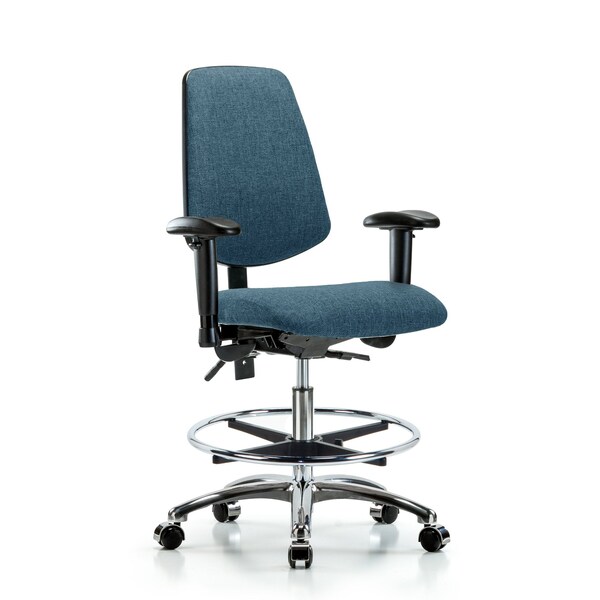 Blue Ridge Ergonomics Fab Med Bench Chair, Bk, CF, Cast, Blu, 6-Way Adjustable, 22" to 29" Height, Blue BR-FMBCH-MB-CR-T1-A1-CF-CC-F43 - main