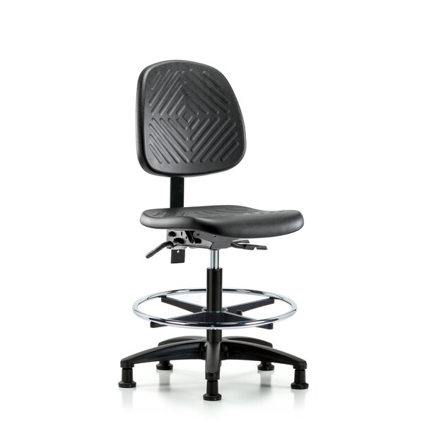Blue Ridge Ergonomics Bench Chair, Poly, Med, Bk, CF Glides, No Arms, 19-1/2" to 27-1/2" Height, Black; Blue BR-PMBCH-MB-RG-T0-A0-CF-RG - main