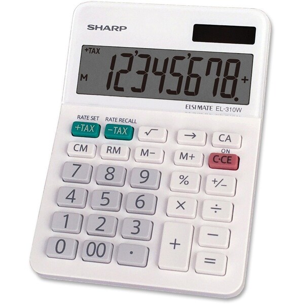 Sharp Sharp EL310WB 8 Digit Professional MiniDesktop Calculator, White SHREL310WB - main