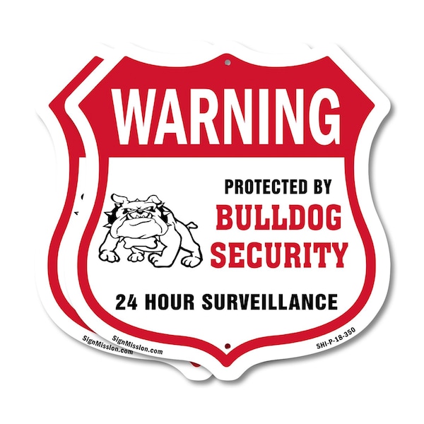 Signmission 24 Hour Surveillance Shield Sign Warning, 18 inch X 18 inch, Plastic Sign, 2PK SHI-P-2PACK-18-350 - main