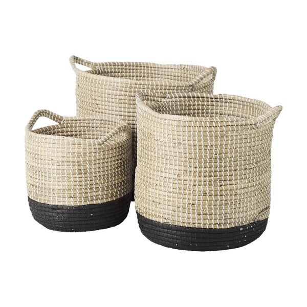Homeroots 17" Black Water Hyacinth Basket 609420 - main