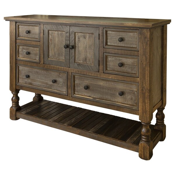 Homeroots 63" Brown Solid Wood Six Drawer Triple Dresser 524545 - main