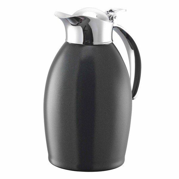 Service Ideas Nicollet Series 1-Liter Stainless Vacuum Insulated Carafe with Flip-Top Lid in Radiant Black NIC10BSBL - main