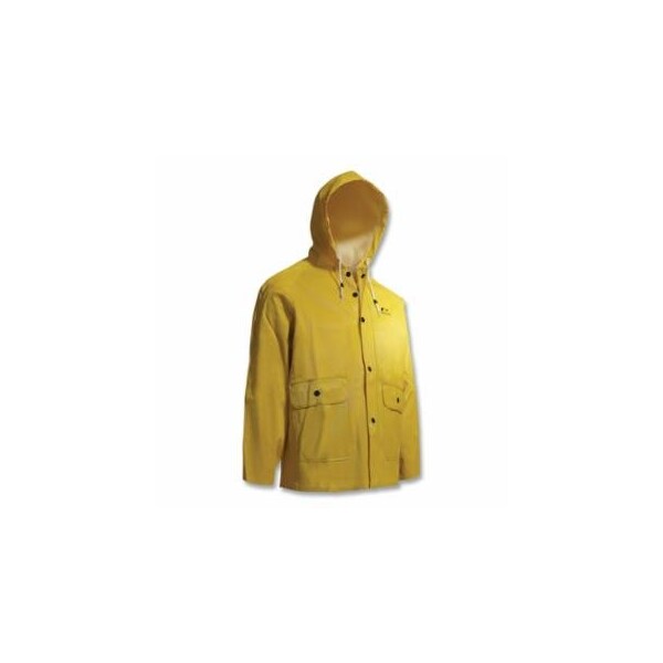 Onguard Webtex Rain Jacket, Attached Hood, 0.65 mm Thick, Heavy-Duty Ribbed PVC, Yellow, 3X-Large, 20PK 868-7603400.3X - main