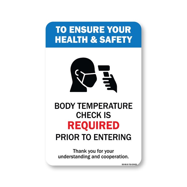 Signmission Public Safety Sign, Body Temperature Check Is Required, 10in X 7in Decal, OS-NS-D-710-25435 OS-NS-D-710-25435 - main