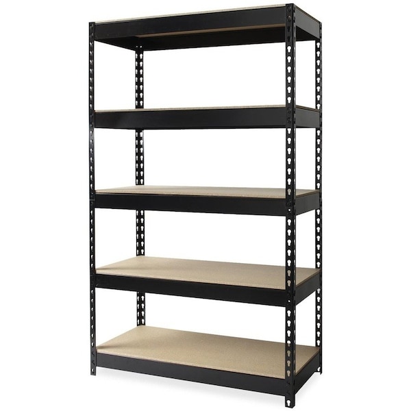 Hirsh 3800 Riveted Steel Shelving 5-Shelf Unit, 16D x 36W x 60H, Black 17126 - main