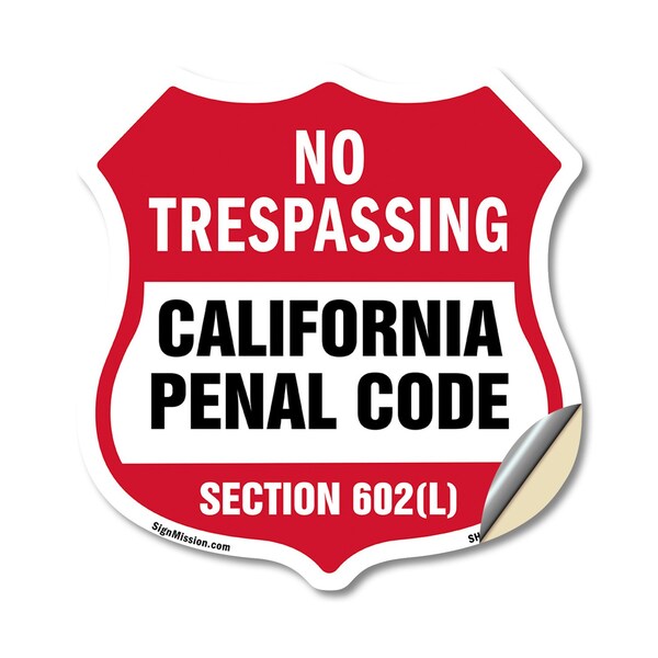 Signmission California No Trespassing Shield Sign Ca, 12 Inch X 12 Inch, Vinyl Decal SHI-D-12-368 - main