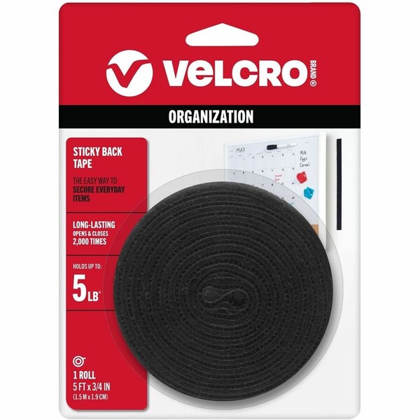 Velcro Brand Reclosable Fastener, 5 ft, Black 90086 - main