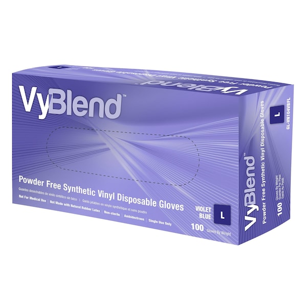 Safety Zone Synthetic Vinyl Powder Free 4.5 mil Gloves - Blue-Violet, Lrg - Case of 1000 GL-VN104VBFL - main