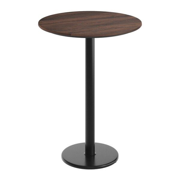 Flash Furniture 31.25" Round Tabletop, Seamless Surface Technology, Dark Brown with 18" Round Black Bar Height Base ST-RD31-WBR-TR18B-GG - main