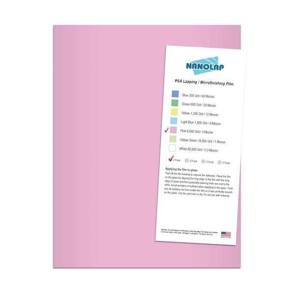 Nanolap PSA Lapping Film, 1 Pc 3 Micron (8,000 Grit), 8-0.5 in x 11 in Microfinishing Fine Sanding Paper 61556N - main