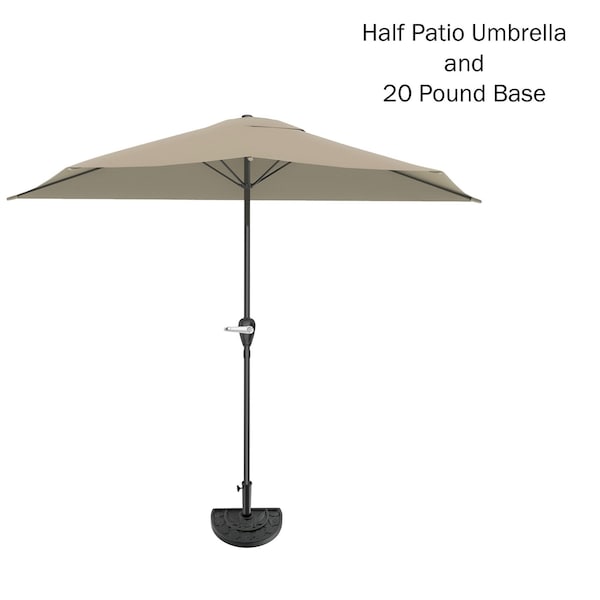 Pure Garden 9ft Half Umbrella, Sand 50-LG1044B - main