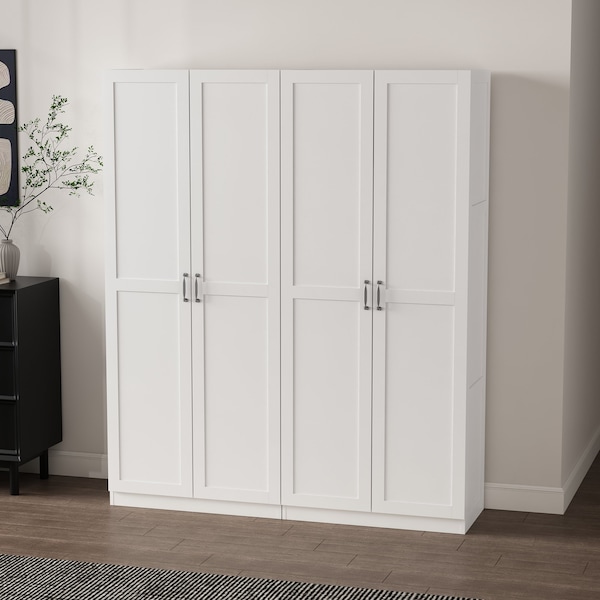Manhattan Comfort 2-Piece Cornelia Storage Closet 1.0 and 2.0 in White 2-23BC-WH - main