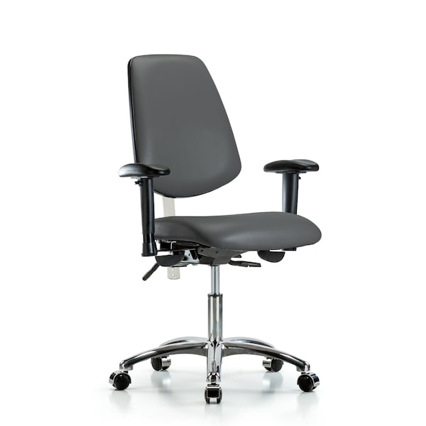 Blue Ridge Ergonomics Vinyl Clean Room Chair, Adjustable Arms BR-NCR-VDHCH-MB-CR-T0-A1-CC-8823 - main