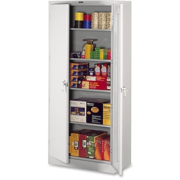 Tennsco Shelving Storage Cabinet, 78 in H, 36 in W, Swing, Keyed, Light Gray, 5 Shelves, 0 Drawers 7818LGY - main