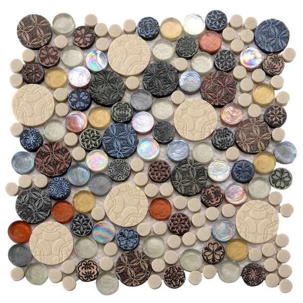Apollo Tile Multicolor 12 in x 12 in Glass, Resin Glossy Floor and Wall Mosaic Tile 5 sqft/case, 5PK APLMOK88005A - main