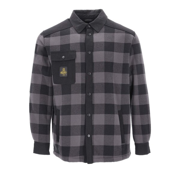 Refrigiwear Men's Heavyweight Flannel Work Shirt, 100% Cotton, Sherpa Fleece, Black/Charcoal, S 9100RBCHSML - main
