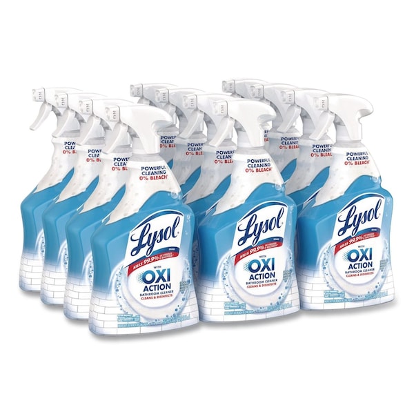 Lysol Multi-Surface Bathroom Cleaner, Trigger Spray Bottle, Cool Spring Breeze, White, 12 PK 19200-99828 - main
