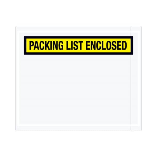 Box Packaging Panel Face Envelopes, "Packing List Enclosed" Print, 5-1/2"L x 4-1/2"W, Yellow, 1000/Pack PL452 - main