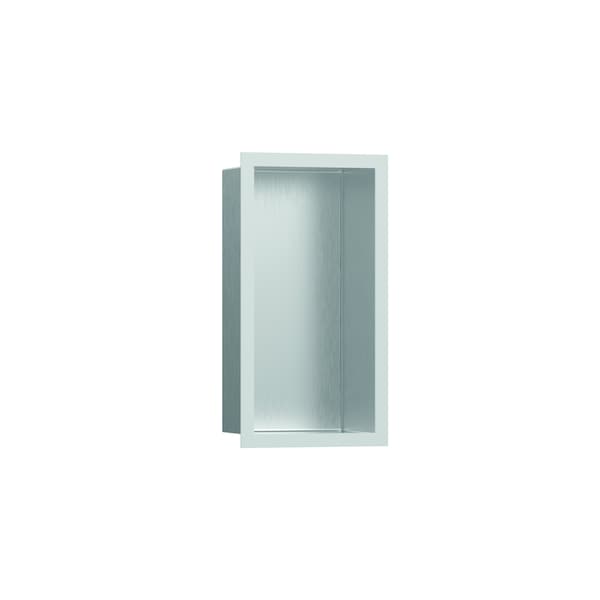 Hansgrohe XtraStoris Individual Wall Niche Brushed Stainless Steel w/ Design Frame 12"x 6"x 4" in Matte White 56094700 - main