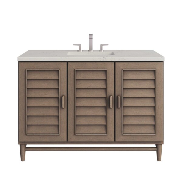 James Martin Vanities Portland 48" Sgl Vanity, Whitewashed Walnut, w/3 CM Siberian Silestone Top w/FreePower WirelessCharge 620-V48-WW-FSFR - main