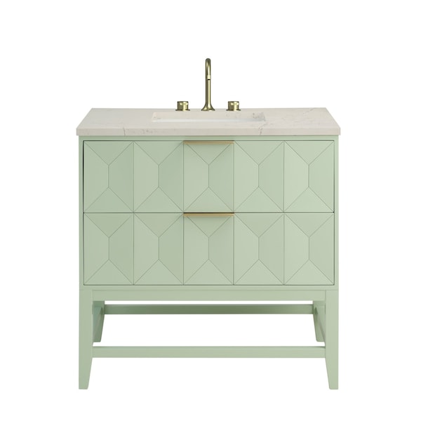 James Martin Vanities Emmeline 36" Single Vanity, Pistachio, w/ 3 CM Siberian Silestone Top D100-V36-PST-3SFR - main