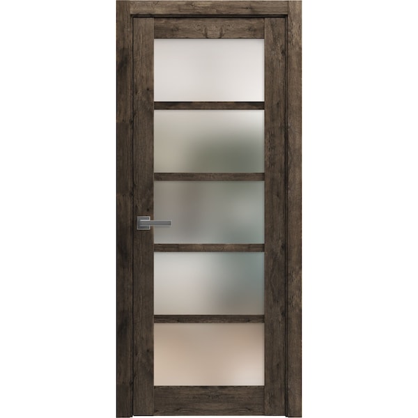 Sartodoors Solid French Door Frosted Glass Oak 42x84 Solid Core Modern Interior QUADRO4002ID-AKA-4284 - main