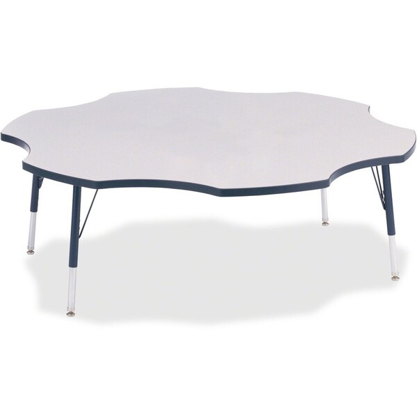 Jonti-Craft Berries Six Leaf Activity Table, 60 in., E-height, Freckled Gray/Navy/Gray 6458JCE112 - main