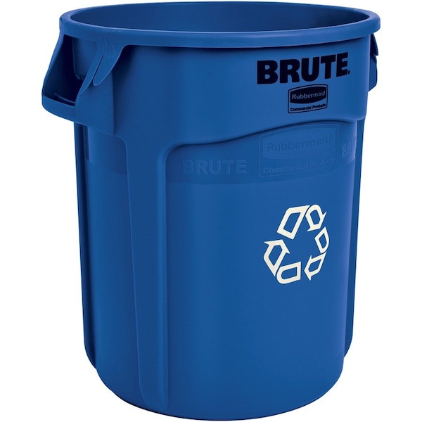 Rubbermaid Round Multi Purpose Recycling Can, Blue, Plastic FG262073BLUE - main